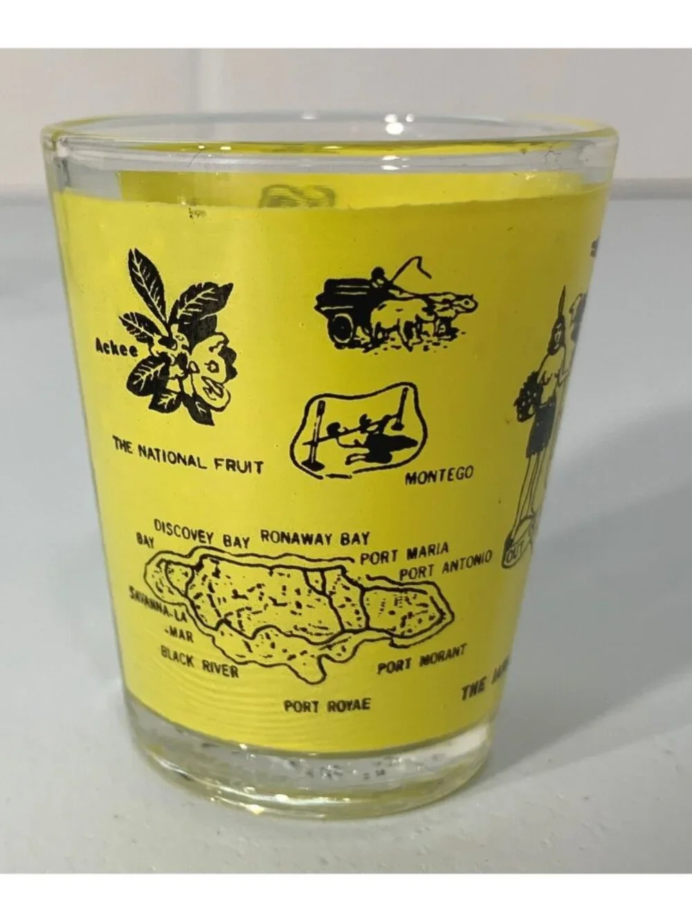 Jamaica West Indies Shot Glass Land of Sunshine Landmarks Vintage Souvenir